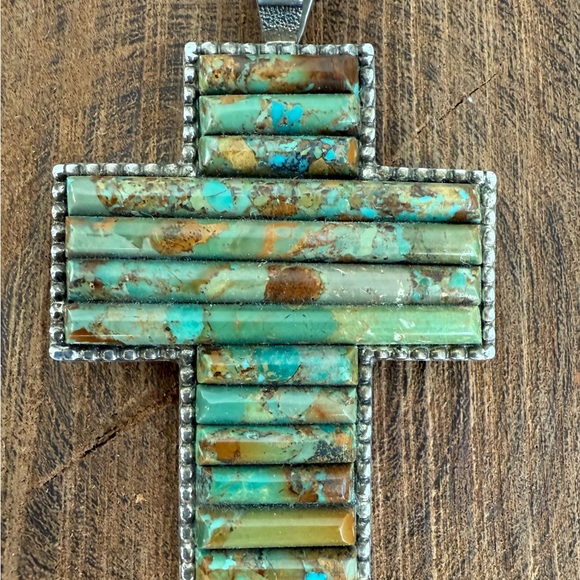 Jay King Turquoise and Sterling Silver Cross Necklace Slide Pendant - Picture 2 of 7